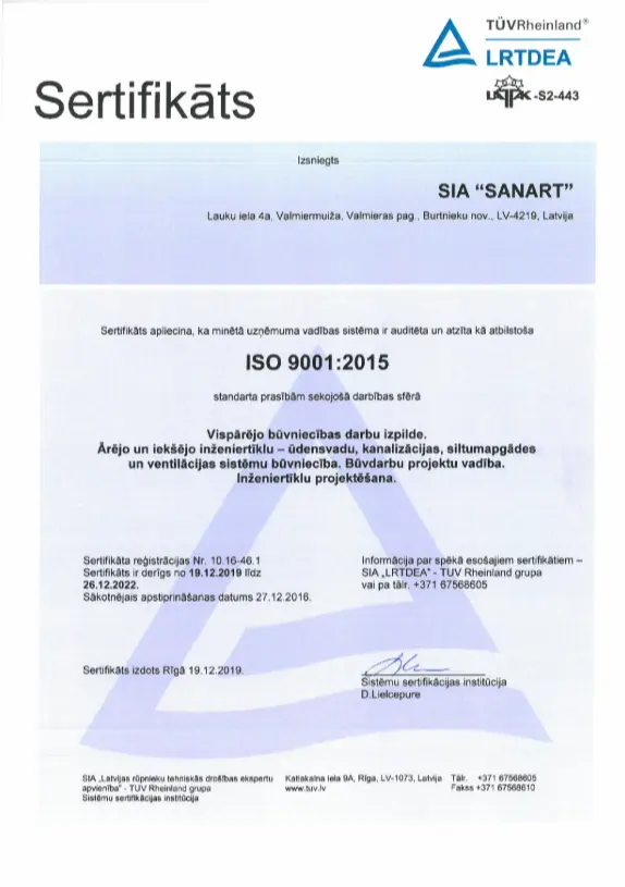 Sert SANART ISO.9001 2025 LV
